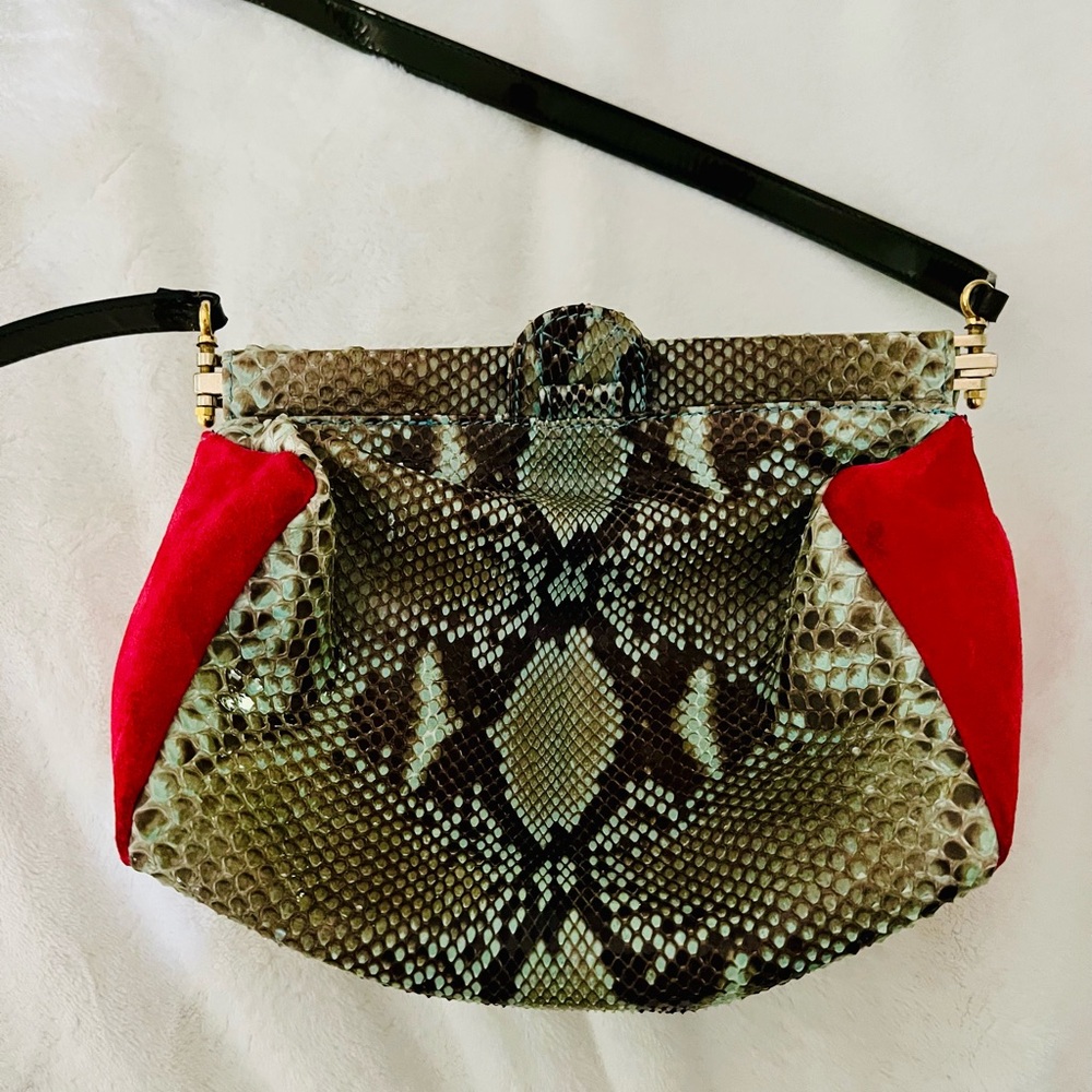 Chic Pink and Green Snakeskin Crossbody Bag
